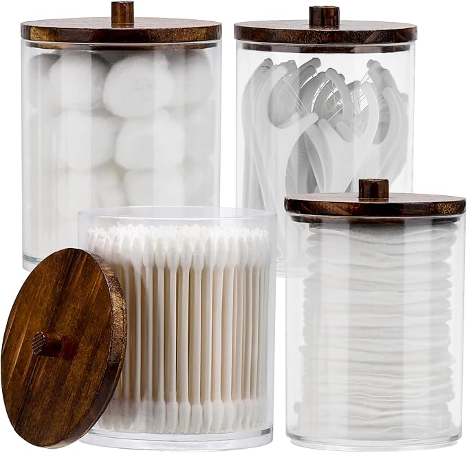 Tbestmax 4 Pack Qtip Holder Dispenser Cotton Ball, Cotton Swab, Floss - 12oz by Tbestmax
