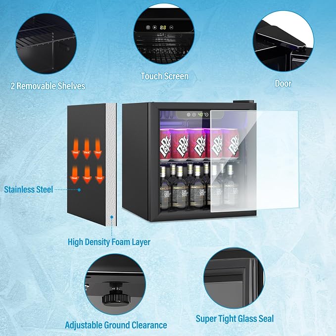60 Can Freestanding Beverage Refrigerator, 1.3 Cu. Ft Drink Fridge - Image 3