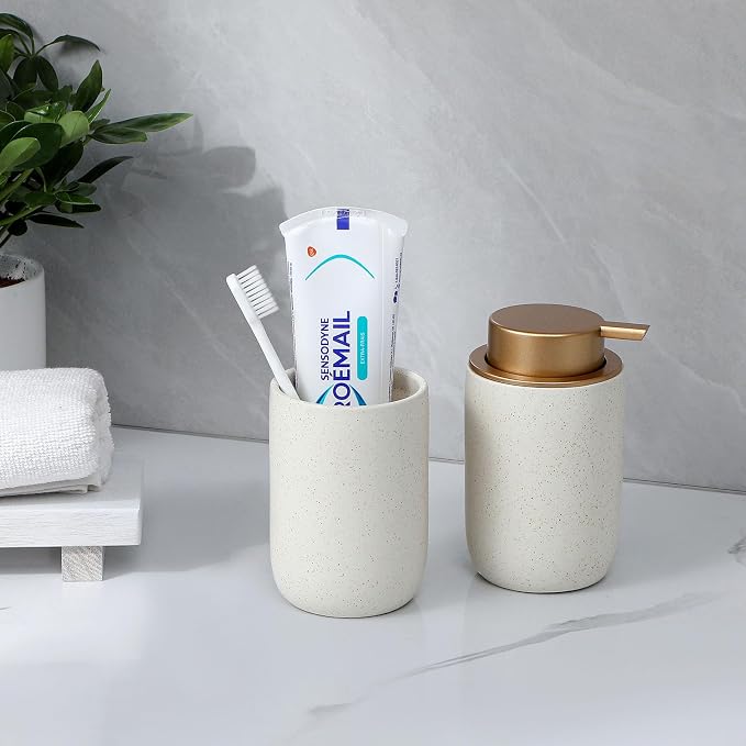 Hand Soap Dispenser for Bathroom Decro, Ceramic Liquid Pump Bottles Refillable - Image 2