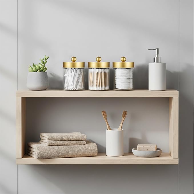 3PC Farmhouse Decor Qtip Holder Apothecary Jars Bathroom Vanity Storage - Image 6