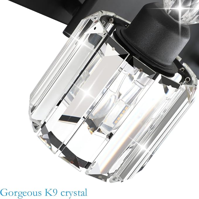 Ralbay Modern Crystal Black 5-Light Bathroom Vanity Light, Matte Black Crystal - Image 6