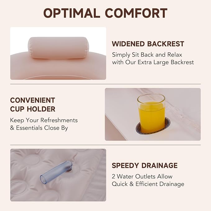 CO-Z Inflatable Bathtub with Electric Air Pump and Bath Pillow Headrest - Image 5