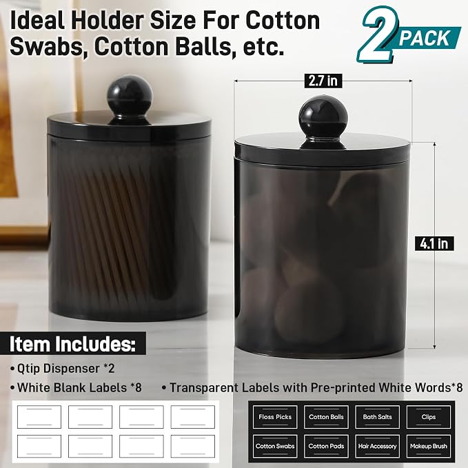 2 Pack Acrylic Qtip Holder Dispenser - Image 3
