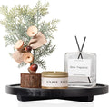 Round Decorative Tray Wood Bathroom Counter Organizer Farmhouse Kitchen Decor by zoocatia