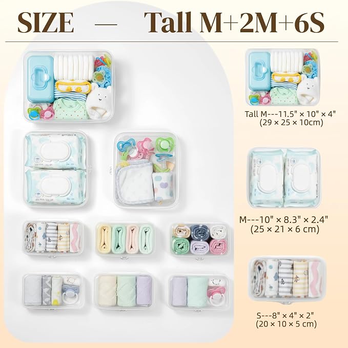 9 pcs Zipper Pouches Nesting Set, Hard Shell Toiletry Bag, Stackable Travel - Image 4