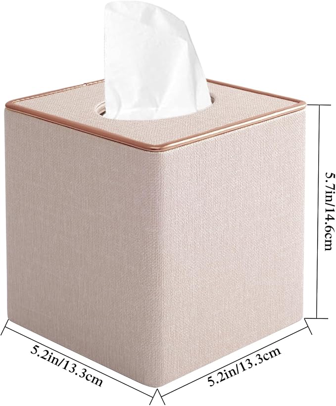 Tissue Box Cover Square Tissue Box Holder PU Leather Facial Organizer - Image 3