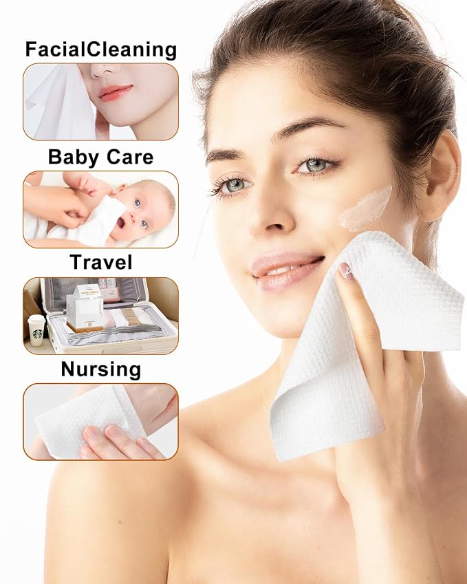 Face Towels, Facial Towels, 200 Ct Disposable Face Towel, 9.8"X9.8"Face Cloths - Image 5
