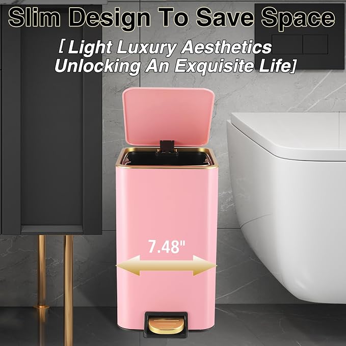 Pink Bathroom Accessories Set 8 Piece Pink and Gold Bathroom Set, Bathroom Sets - Image 4