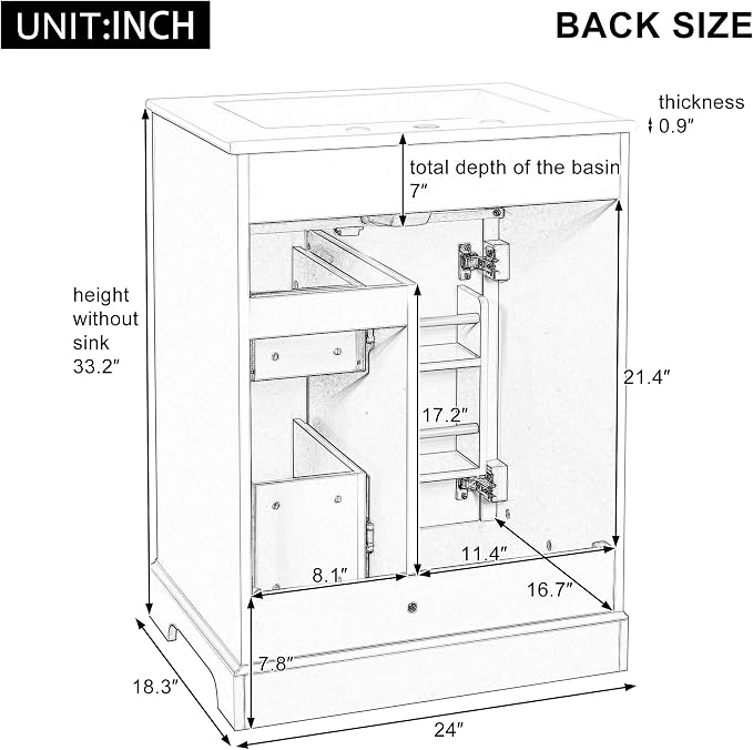 Harper & Bright Designs 24" Bathroom Vanity - Image 4