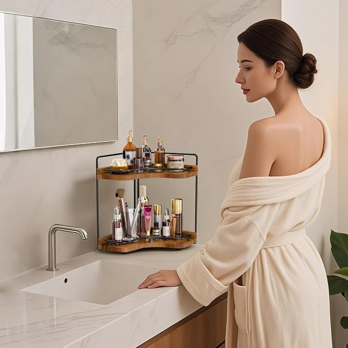 2-Tier Corner Bathroom Counter Organizer - Image 7