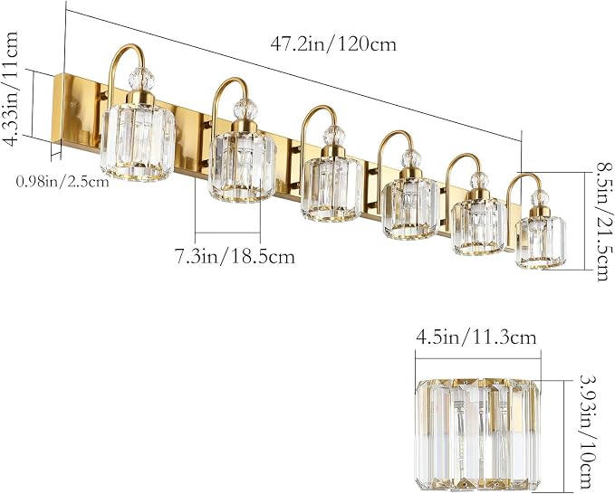 Ralbay Gold Crystal Vanity Lights - Image 5