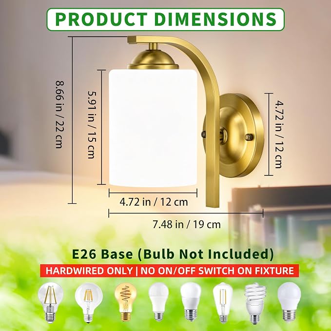2-Pack Wall Sconces for Bedroom and Bathroom, Modern Vanity Wall Lamps for - Image 3