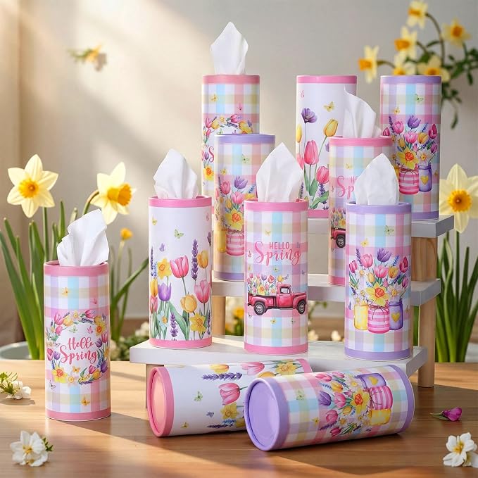 12 Pack Hello Spring Car Tissue Cylinder Holder Bulk - Image 4