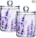 4 Pack Qtip Holder Dispenser Purple Lavender Cotton Ball Cotton Swab Round Pads by ALAZA