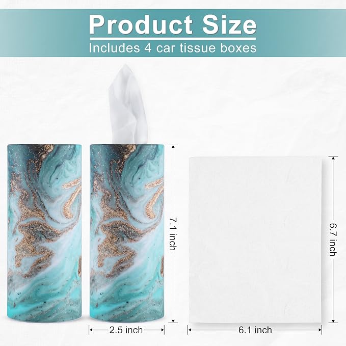 SINGARO Car Tissue Holder, 4 Pack Car Cup Holder Facial Tissues - Image 2