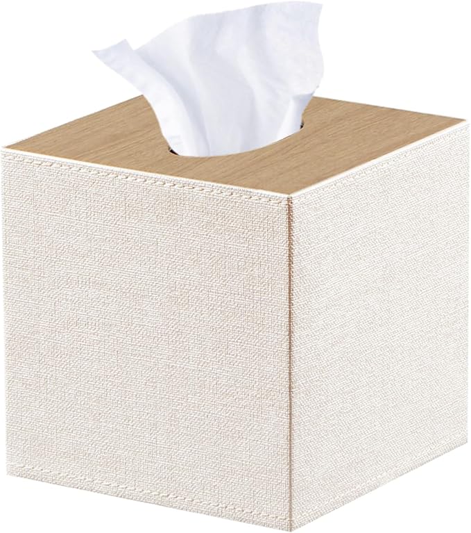 PU Leather Tissue Box Cover Square, Upgrade 99% Compatible Large Size, Cube by YAPISHI