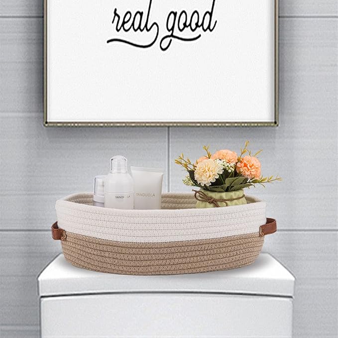 2 Pack Cotton Rope Bathroom Decor Basket, Toilet Paper Holder Basket, Farmhouse - Image 3