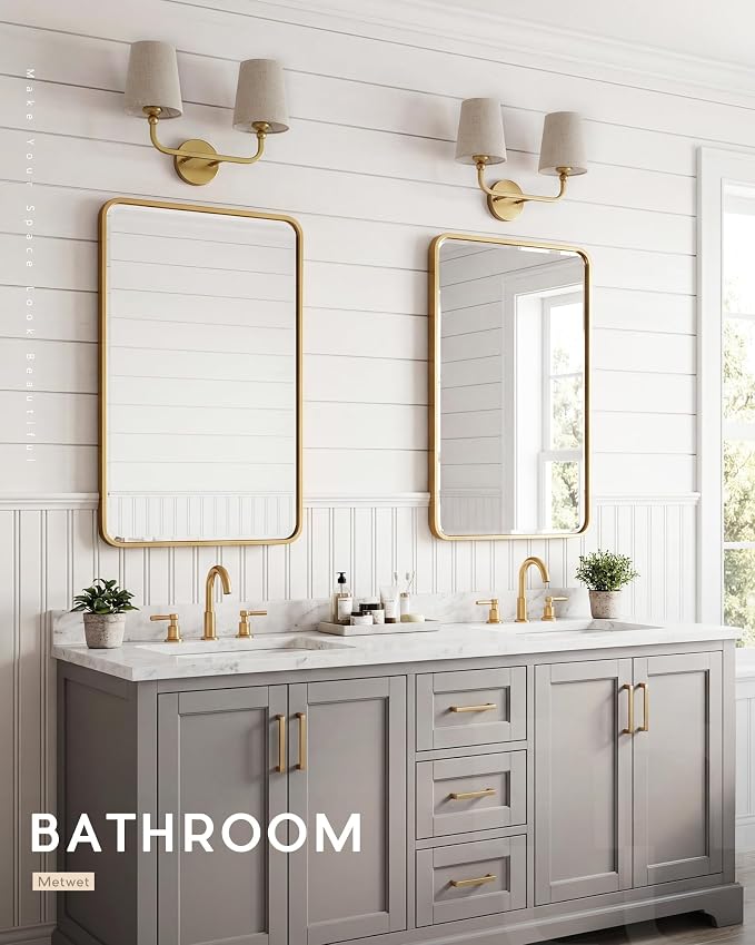 2-Light Bathroom Light Fixtures, Brushed Gold Vanity Lights, Double Wall Sconce - Image 6