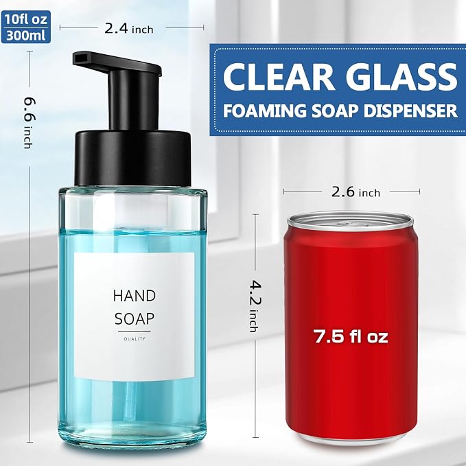 Foaming Soap Dispenser, 10 oz/300ml Foaming Hand Soap Dispenser, 3 Pack Glass - Image 9