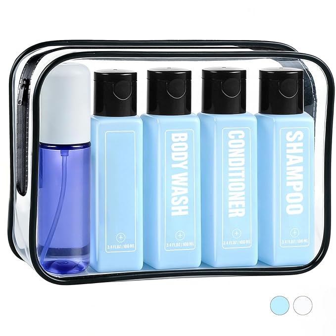 Labeled Travel Bottles for Toiletries, 3.4oz TSA Approved Travel Shampoo and by GearTrust