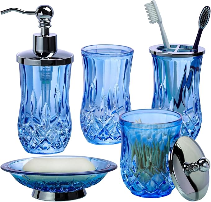 Bathroom Accessories Set, Complete Lotion Soap Dispenser, Toothbrush Holder by ZIVQEXMURL