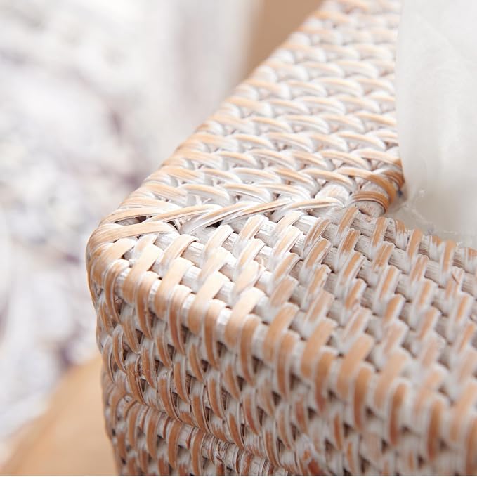 Rattan Square Tissue Box Cover, 5.7" x 5.7" x 5", Decorative Woven Facial - Image 5