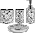 Silver Bathroom Accessories Set, 4 Piece Ceramic Bath Accessory Sets Complete by RXLVCKY
