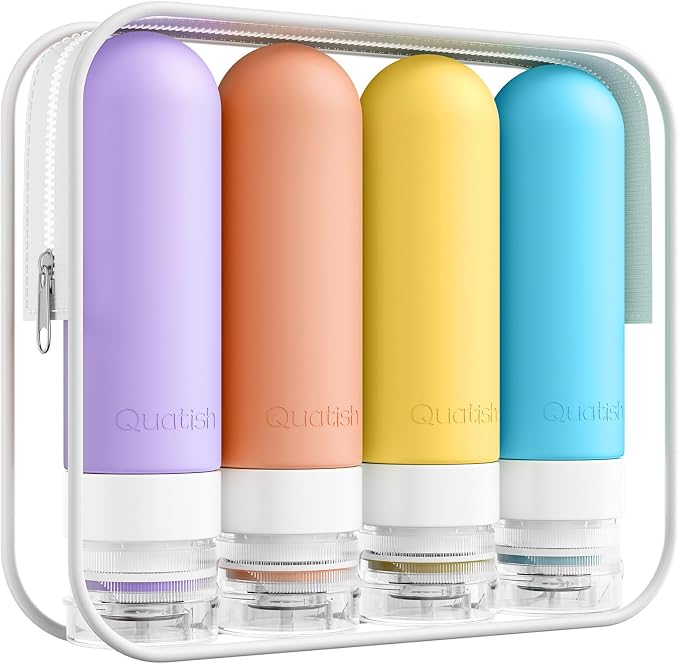 Quatish Travel Bottles for Toiletries, Original Patented Leak Proof Travel Size by Quatish
