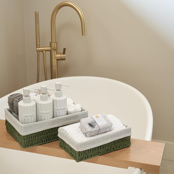 Beautiful Toilet Paper Storage Basket Set of 2 – Decorative Wicker Bathroom - Image 2