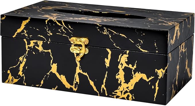 Black and Gold Marble Tissue Box Cover, Modern Tissue Box Holder - Image 4