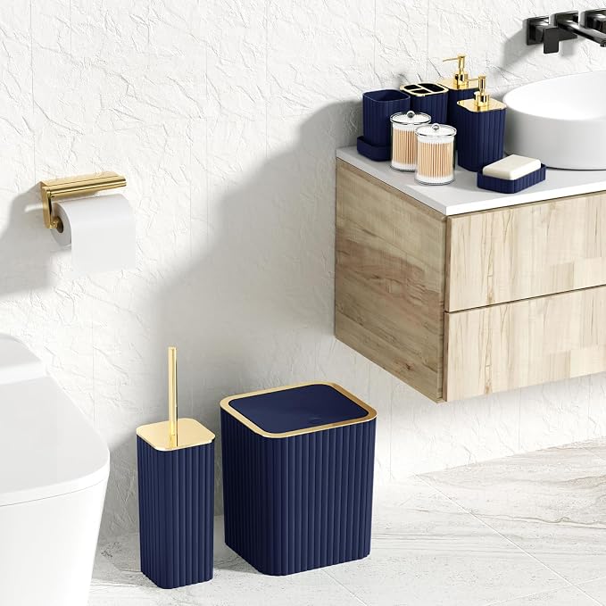 Bathroom Set with Shower Curtain and Rugs- 25PC Blue Bathroom Accessory Set - Image 5
