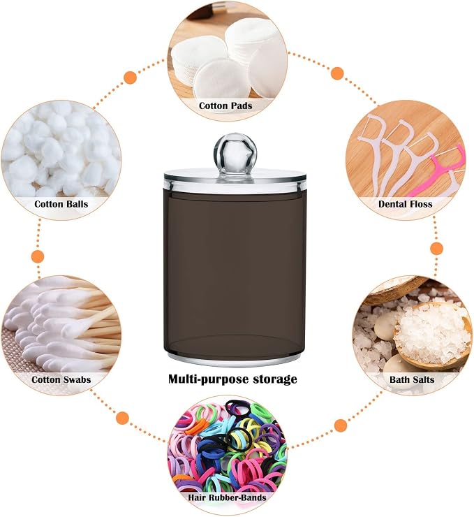 Brown Qtip Holder Organizer Dispenser Cotton Swabs Cans Plastic Jars - Image 4