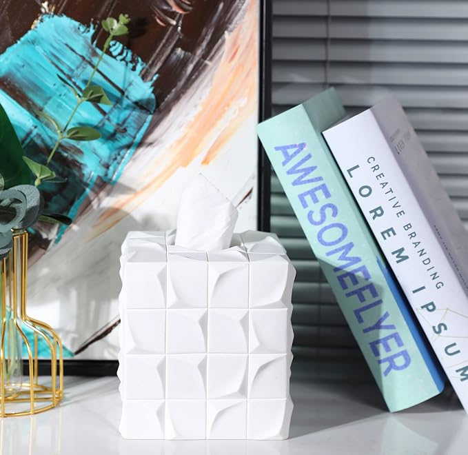 Hymmah Modern Square Tissue Box Cover Holder, Bathroom Accessories Decor Unique - Image 7