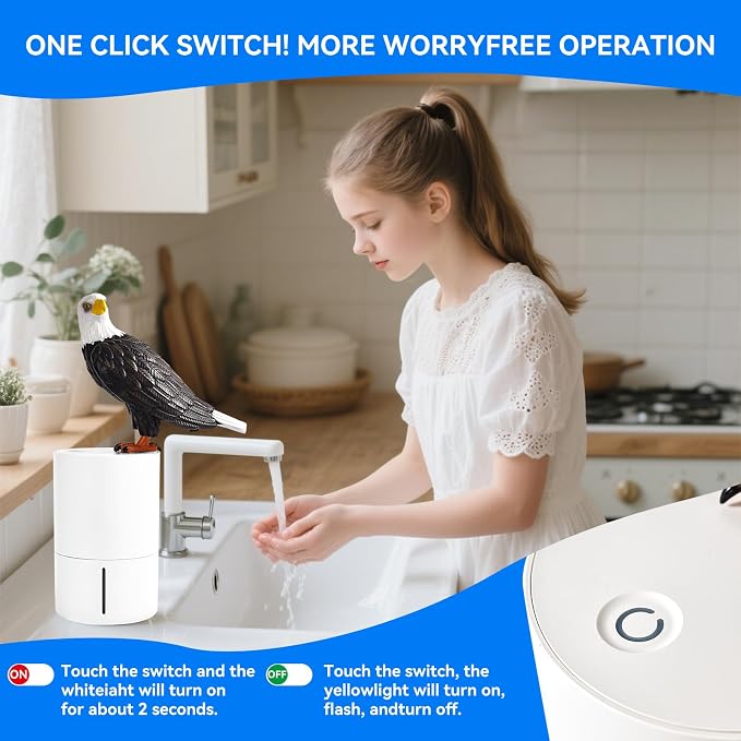 Peace Bird Foam Soap Dispenser-Pigeon and Bald Eagle Shaped Foam Hand Washer - Image 6
