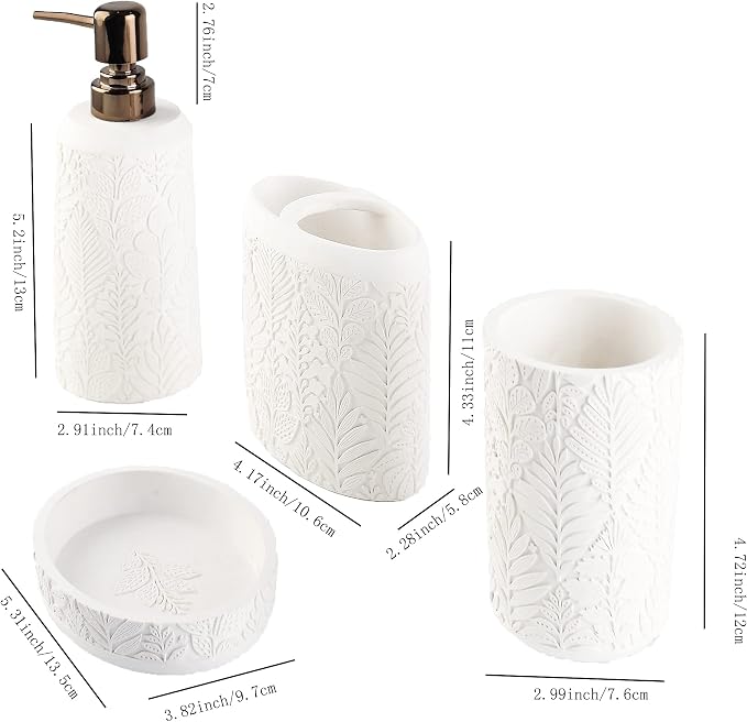 Hymmah Bathroom Accessories Set, Toothbrush Holder, Farmhouse Decor, Contain - Image 2