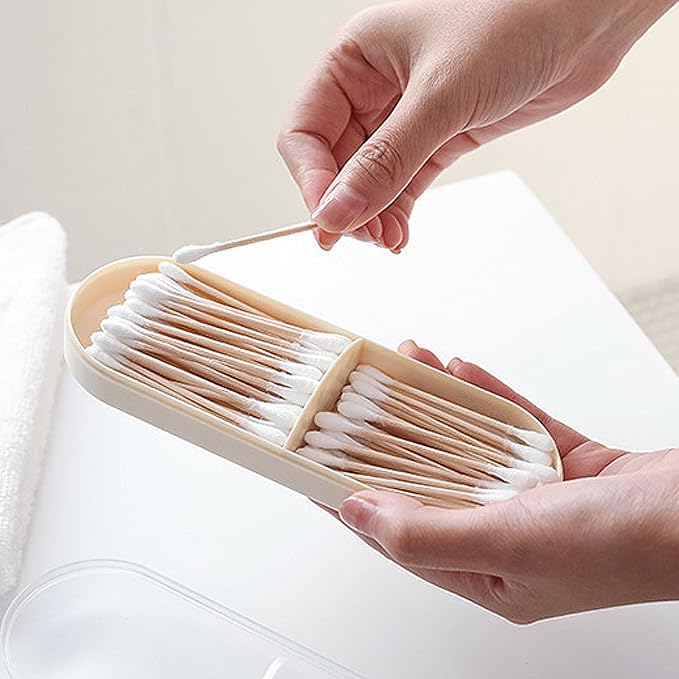 2 Pack Travel Cotton Swab Qtip Holder, Plastic Container Dispenser Box - Image 5