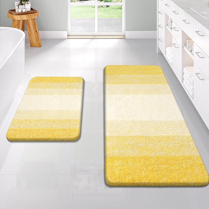 OLANLY Bathroom Rug Set 2 Piece, Soft Absorbent Microfiber Bath Rug Set by OLANLY