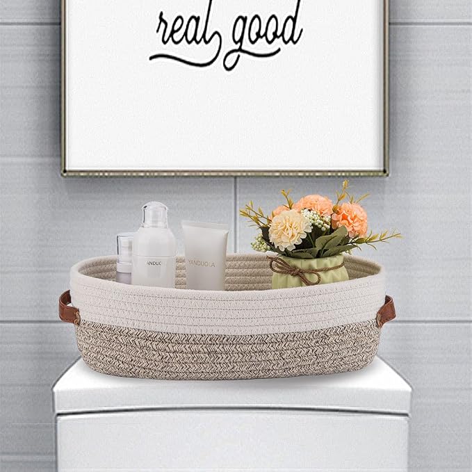Woven Storage Basket for Toilet Tank Top, Farmhouse Home Decor Organizing - Image 5