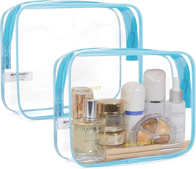 BAGSMART Clear Toiletry Bag, 2 Pack TSA Approved Travel Toiletry bag Carry on by BAGSMART