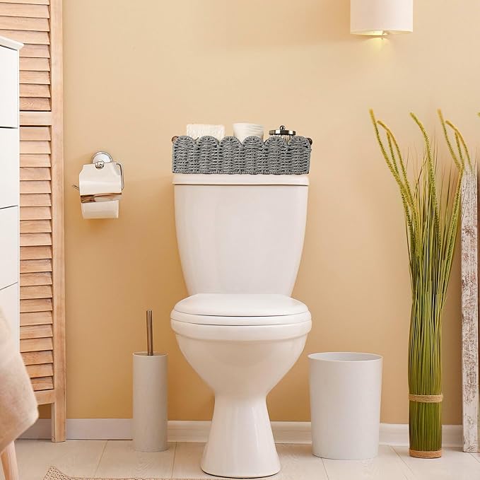 Toilet Paper Storage Basket Bathroom Counter Organizer Wicker Baskets - Image 3