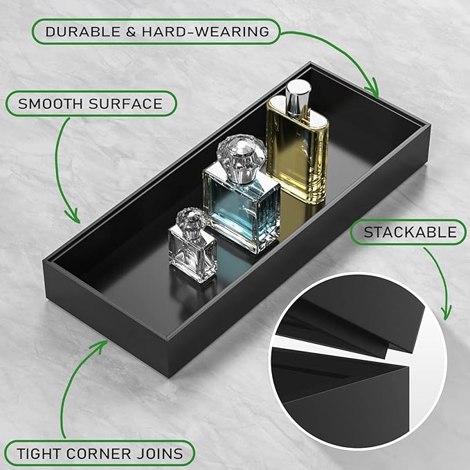 Toilet Tank Tray for Modern Black Bathroom Decor Set of 2 Toilet Tank Topper - Image 3
