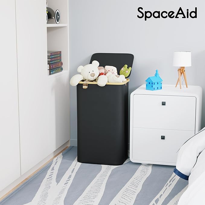 SpaceAid Laundry Hamper with Lid, 110L Large Tall Clothes Basket Bin with - Image 6