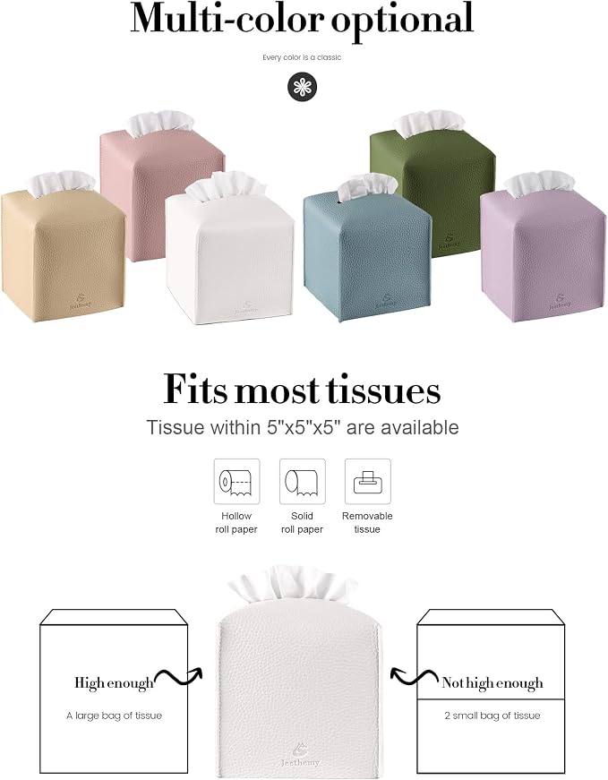 Tissue Box Cover, Jeethemy Square PU Leather Tissue Box Holder, Modern Tissue - Image 6