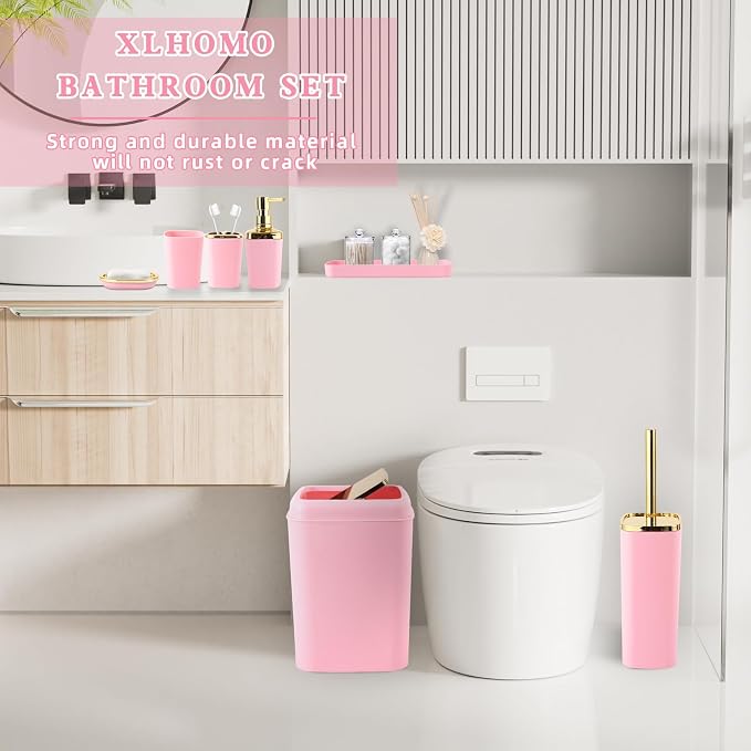 Pink Bathroom Accessories Set, Soap Dispenser, Soap Dish, Toothbrush Holder and - Image 7