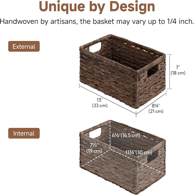 StorageWorks Storage Baskets for Organizing, Water Hyacinth Baskets for Shelves - Image 2