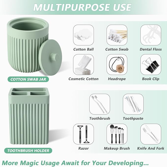 Resin Light Green Bathroom Accessories Set 5 Pcs, Lotion Soap Dispenser - Image 4