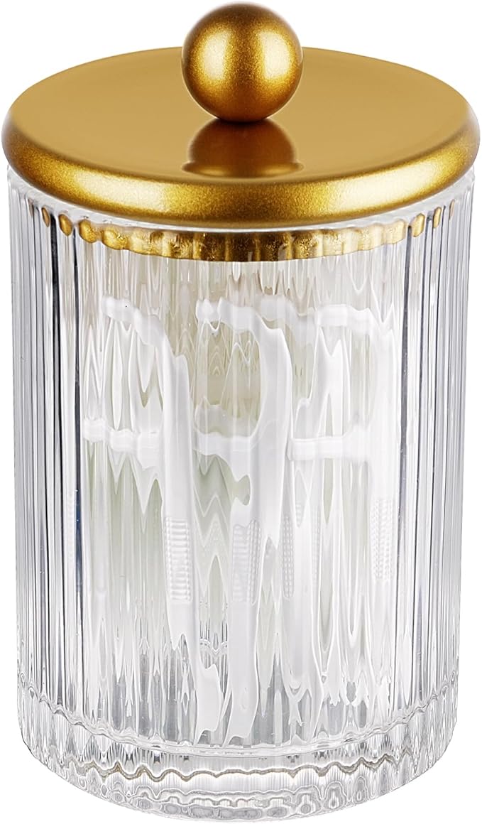 SheeChung 1-Pack Gold Ribbed Glass Qtip Holder by SheeChung