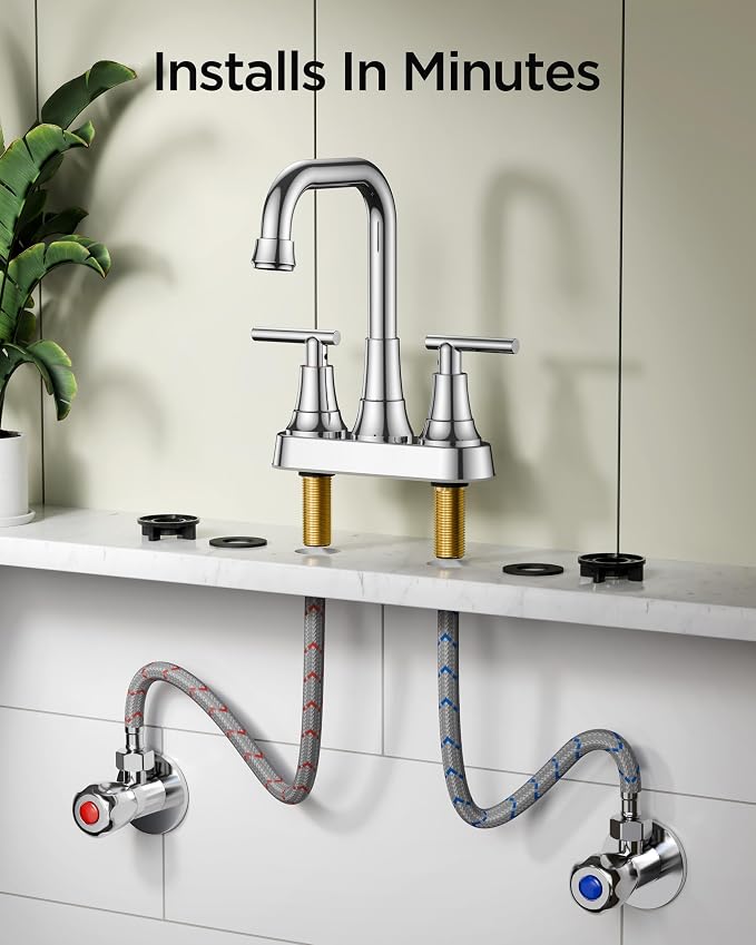FORIOUS Bathroom Faucets for Sink 3 Hole Chrome, 4 Inch Centerset Bathroom Sink - Image 9