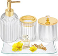 Gold Bathroom Accessories 4Pcs of Glass Bathroom Counter Organizer Set by Cirhy