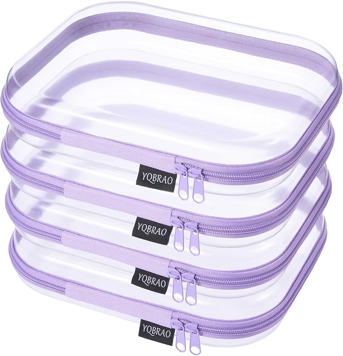 YQBRA 4 Pack Clear Hard Shell Zipper Case, See-Through Hard Plastic Organizer by Unknown